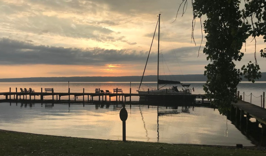 Seneca Lake sunrise sailboat